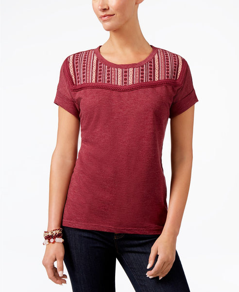 Style Co Embroidered Short-Sleeve Top Orchard Vine M