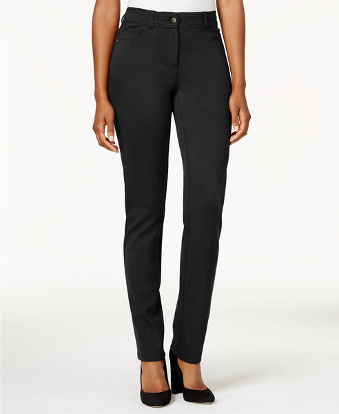 Style Co Faux-Pocket Slim-Fit Pants Deep Black 4