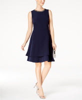 Taylor Layered Fit Flare Dress Navy 8