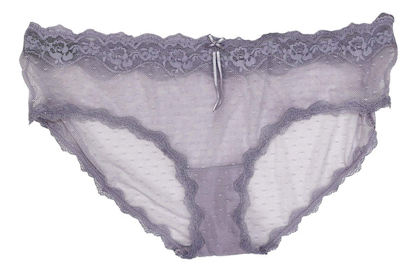 Heidi Klum Women's Mesh With Lace Trim Hipster Panty, Purple, XL