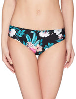 Coastal Blue Women's Swimwear Full Coverage Bikini Bottom, Jaded/Ebony Floral Print, XS (0-2)