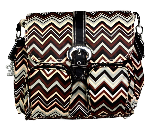 Kalencom Matte Coated Double Duty Diaper Bag, Zig Zag Black/Brown