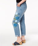 STYLE & CO Stencil Floral Boyfriend  Jeans Navy 4