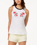 CARBON COPY Womens  Mirrored Flowers Top WHITE LARGE