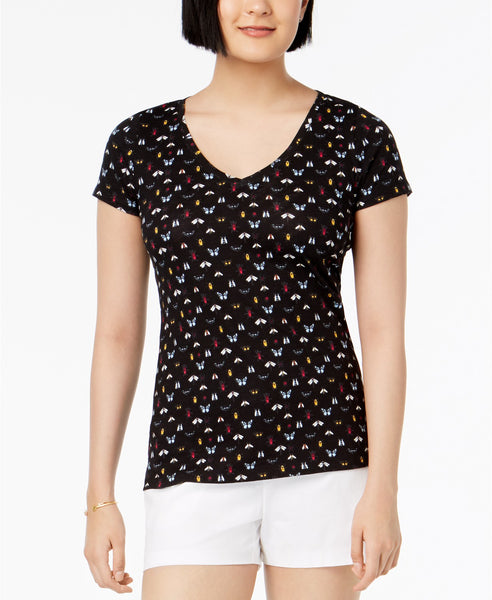 Maison Jules Knt Bugs V Neck Tee Black