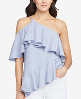 RACHEL RACHEL ROY Womens One Shoulder Frill Top BLUE S