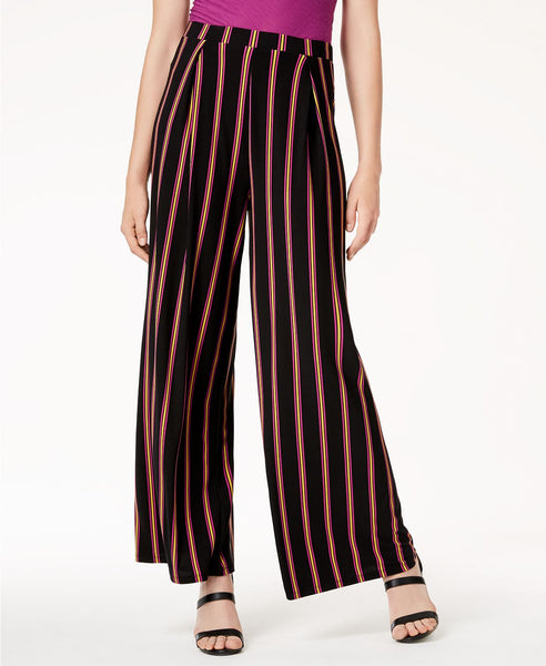 BAR III Womens Knit Wide Leg Stripe Pants BLACK S