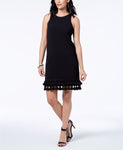 Donna Ricco Sleeveless Tassel-Hem Dress Black 12