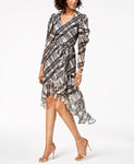 Taylor Long Sleeve Plaid Midi Gray 14