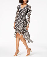 Taylor Long Sleeve Plaid Midi Gray 14