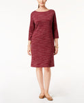 Karen Scott 3/4 Spacedye Boat Dress RED XS