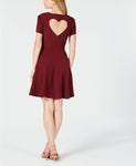 MAISON JULES Womens Dress Heart Cutout Fit Flare WINE 10