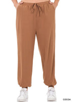 Zenana Women Plus Soft French Terry Jogger Pants with Pockets, Sizes 1X - 3X