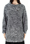 Style & Co. Womens Plus Marled Envelope Neck Pullover Sweater B/W 2X