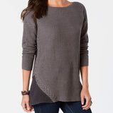 STYLE & CO Sweater Asymmetrical Cable Tunic Gray PXS