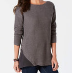 STYLE & CO Sweater Asymmetrical Cable Tunic Gray PM