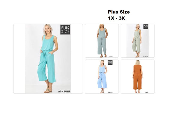 Zenana Women Plus Sleeveless Jumpsuit with Pockets 1X-3X