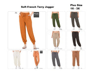 Zenana Women Plus Soft French Terry Jogger Pants with Pockets, Sizes 1X - 3X