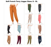 Zenana Women Soft French Terry Jogger Pants with Pockets, Sizes S - XL