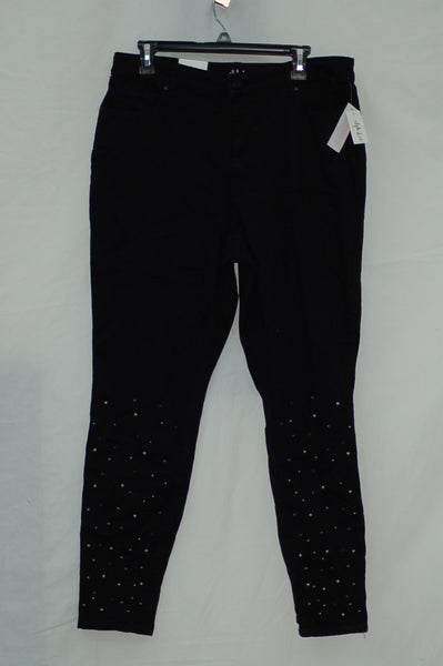 Style & Co. Women's Metal Pearl Skinny Pants Black 12