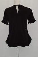 Cable Gauge Ruffled Top Black XS