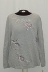 Style Co Embroidered Cotton Sweater Light Grey Combo M