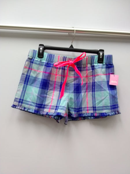 Jenni Plaid Boxer Pajama Shorts Blue Plaid S