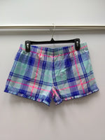 Jenni Plaid Boxer Pajama Shorts Blue Plaid S