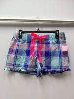 Jenni Plaid Boxer Pajama Shorts Blue Plaid S