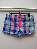 Jenni Plaid Boxer Pajama Shorts Blue Plaid L