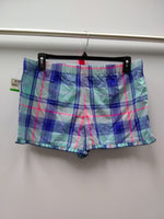 Jenni Plaid Boxer Pajama Shorts Blue Plaid L