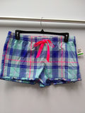 Jenni Plaid Boxer Pajama Shorts Blue Plaid L