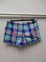 Jenni Plaid Boxer Pajama Shorts Blue Plaid L