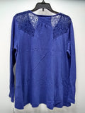 Style & Co. Women's Petite Lace-Trim Top Royal Navy PM