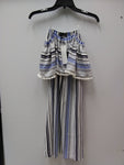 SPENSER JEREMY POM POM FRINGE OFF SHOULDER MIDI DRESS BLACK/BLUE PATTERN STRIPE 8