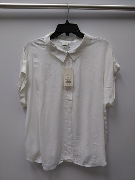 A NEW DAY SPLITNECK COLLARED SHIRT FRESH WHITE XXL