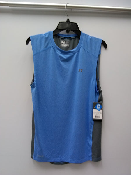 RUSSELL MENS VENTILATED TRAINING MUSCLE SHIRT BLUE/GRAY S