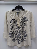 Style Co Petite Embroidered Peasant Top Floral Vanilla PXS