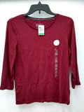 Charter Club Petite Three-Quarter Sleeve Sc Cranberry Red PL