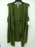 NY Collection Draped Open-Front Vest Winter Moss XL