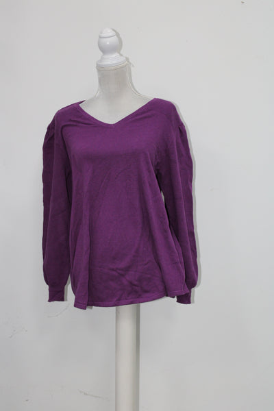 Style & Co Sweater Vneck Drop Shoulder Tunic Purple PL