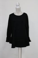 Style & Co Sweater Solid Ruffle Pullover Black S