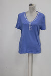 TOMMY HILFIGER LACE VNECK TOP, BLUE, XL