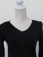 INC Sweater Top Petite Multi-Directional Ribbed Deep Black PM akrutinirali