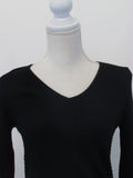 INC Sweater Top Petite Multi-Directional Ribbed Deep Black PM akrutinirali