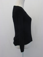 INC Sweater Top Petite Multi-Directional Ribbed Deep Black PM akrutinirali