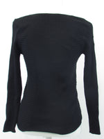 INC Sweater Top Petite Multi-Directional Ribbed Deep Black PM akrutinirali