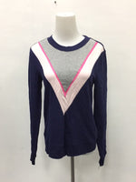 Maison Jules Colorblock Chevron Sweatshirt Blue Notte XS