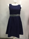 Nine West Embellished Fit Flare Dress Navy 10