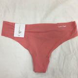 Calvin Klein Women's Invisibles No Panty Line Thong Panty, Red, Small